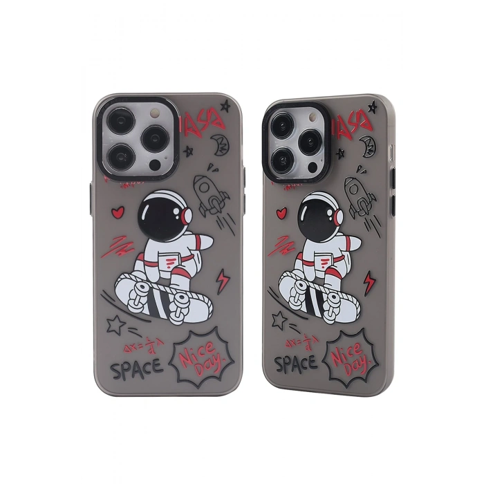 Mey İthalat®   iPhone 14 Pro Max Kılıf  Desenli Kapak -  Siyah - 1