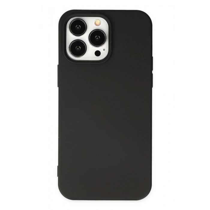 Mey İthalat®   iPhone 14 Pro Max Kılıf Nano içi Kadife Silikon - Siyah