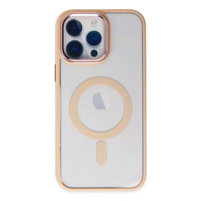Mey İthalat®   iPhone 14 Pro Max Kılıf Room Magneticsafe Silikon - Pudra