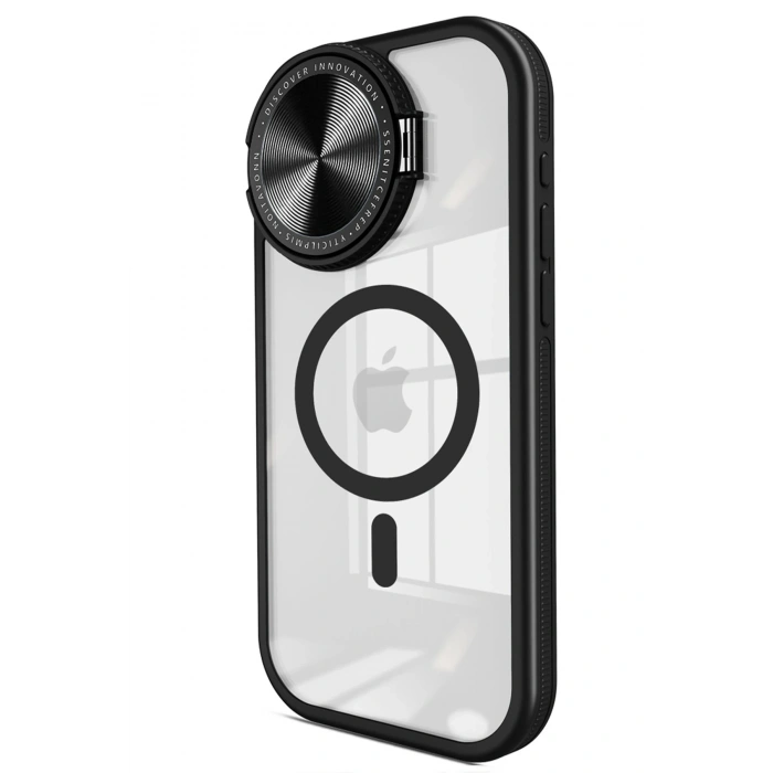 Mey İthalat®   iPhone 14 Pro Max Kılıf Teleskop Lens Magsafe Silikon Kapak - Siyah