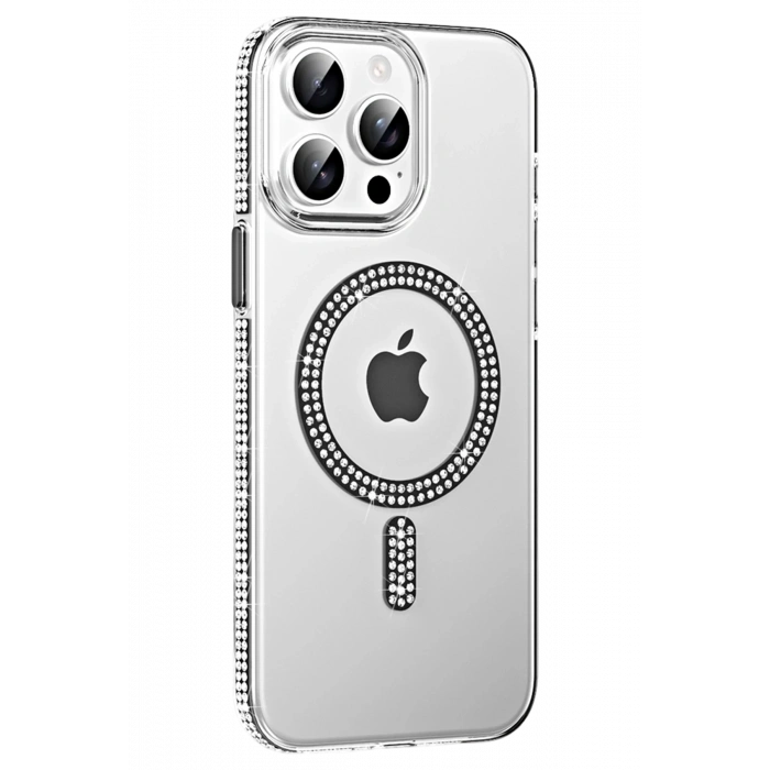 Mey İthalat®   iPhone 14 Pro Max Move Taşlı Magsafe Kapak - Siyah