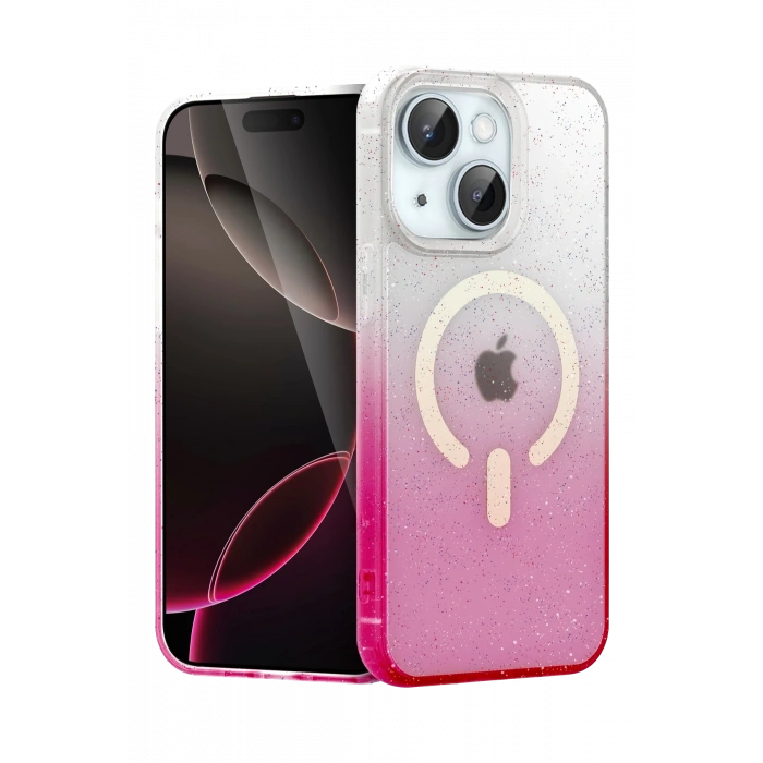 Mey İthalat®   iPhone 14 Pummel Shiny Magsafe Kapak - Pembe