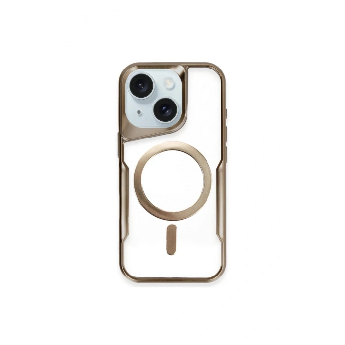 Mey İthalat®   iPhone 15 Plus Kılıf Boyi Magsafe Silikon Kapak - Kahverengi