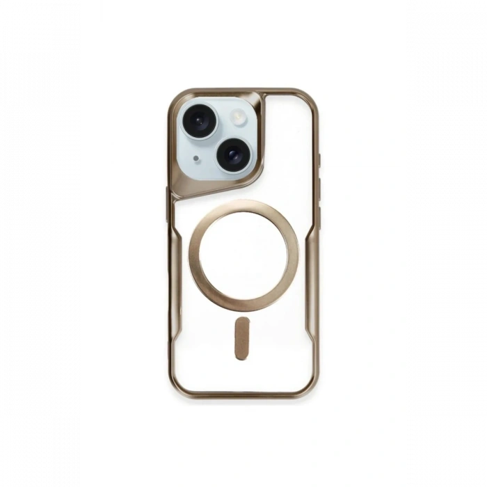 Mey İthalat®   iPhone 15 Plus Kılıf Boyi Magsafe Silikon Kapak - Kahverengi
