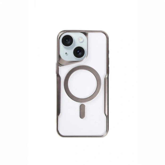 Mey İthalat®   iPhone 15 Plus Kılıf Boyi Magsafe Silikon Kapak - Titan Gri