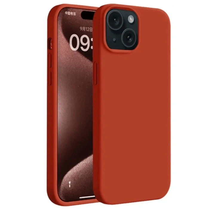 Mey İthalat®   iPhone 15 Plus Kılıf First Silikon - Kırmızı