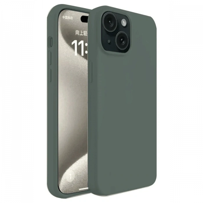 Mey İthalat®   iPhone 15 Plus Kılıf First Silikon - Koyu Yeşil