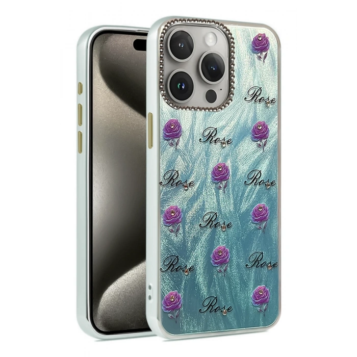 Mey İthalat®   iPhone 15 Pro Kılıf Blade Aynalı Desenli Kapak - Desen 9
