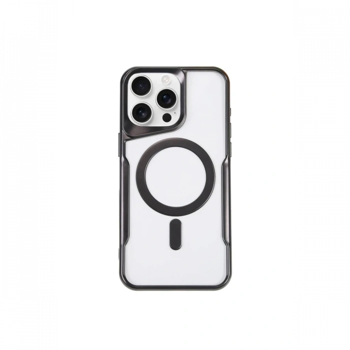Mey İthalat®   iPhone 15 Pro Kılıf Boyi Magsafe Silikon Kapak - Siyah