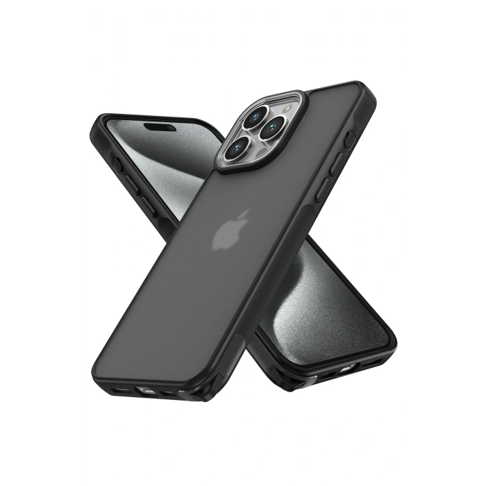 Mey İthalat®   iPhone 15 Pro Kılıf Elegant Kapak - Siyah