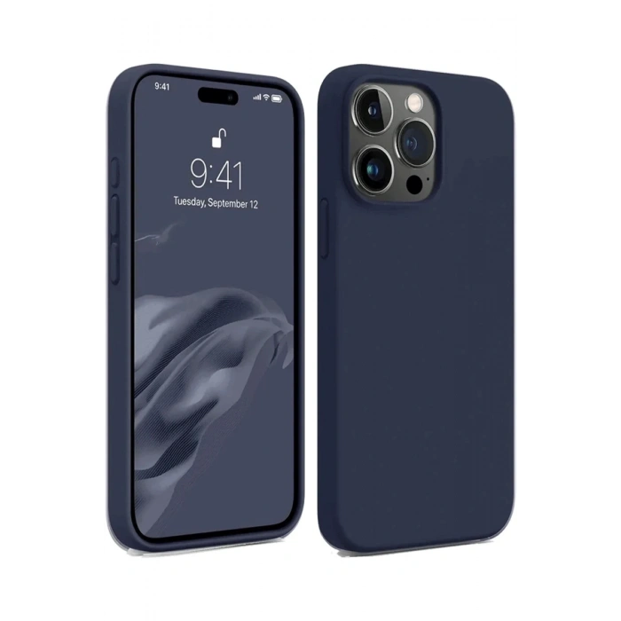 Mey İthalat®   iPhone 15 Pro Kılıf First Silikon - Lacivert
