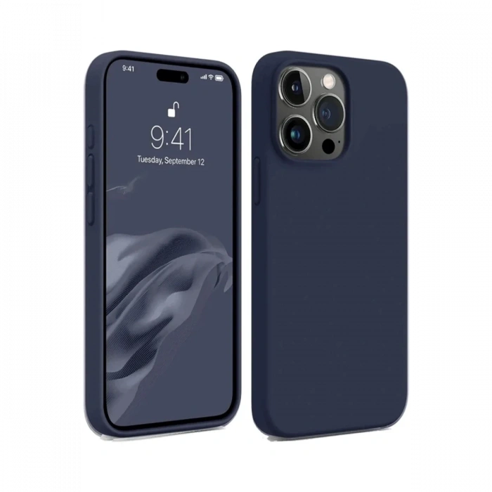 Mey İthalat®   iPhone 15 Pro Kılıf First Silikon - Lacivert