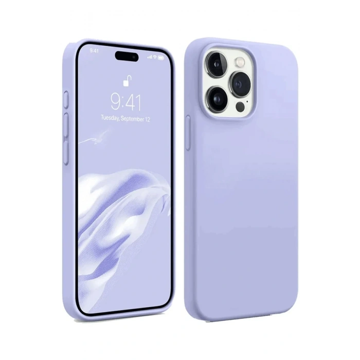 Mey İthalat®   iPhone 15 Pro Kılıf First Silikon - Lila