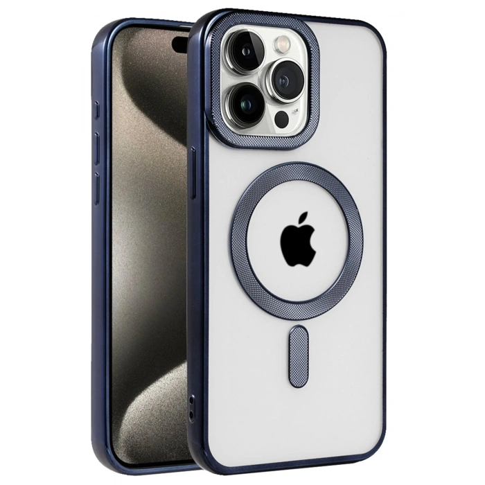 Mey İthalat®   iPhone 15 Pro Kılıf Kronos Magsafe Kapak - Lacivert