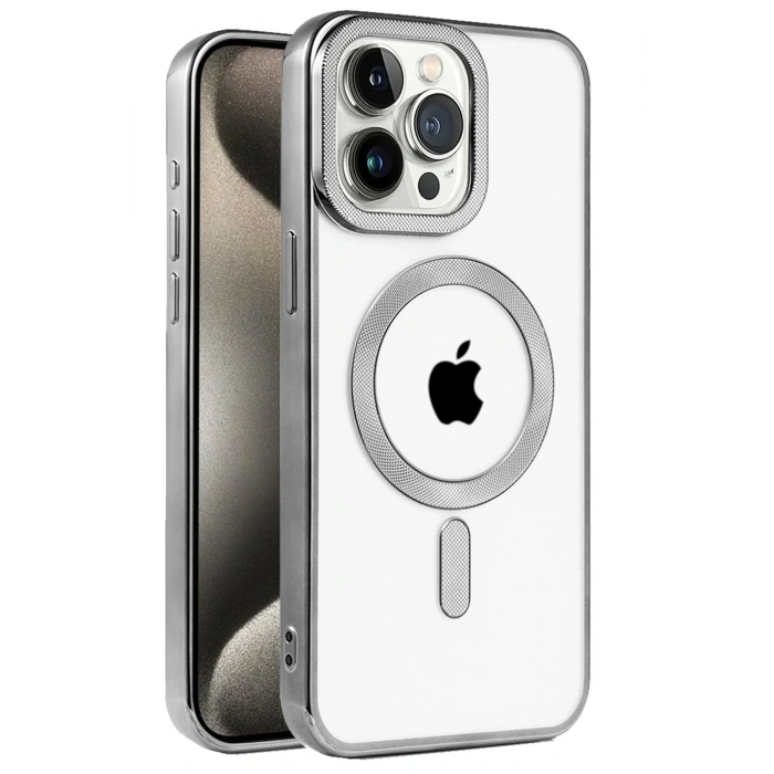 Mey İthalat®   iPhone 15 Pro Kılıf Kronos Magsafe Kapak - Titanyum Gri