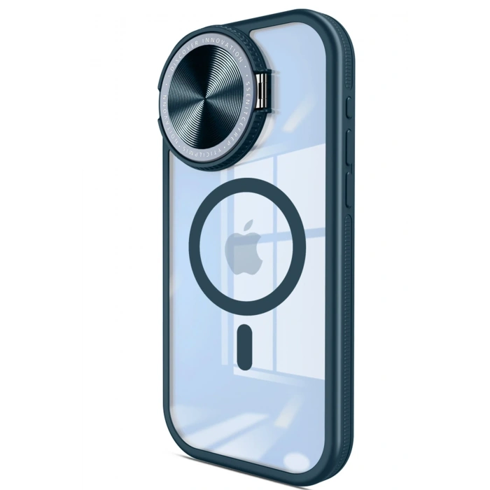 Mey İthalat®   iPhone 15 Pro Kılıf Teleskop Lens Magsafe Silikon Kapak - Lacivert