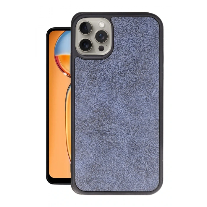 Mey İthalat®   iPhone 15 Pro Max Kılıf Aras Deri Kapak - Lacivert