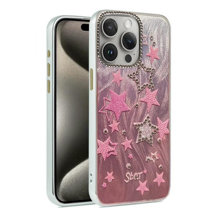 Mey İthalat®   iPhone 15 Pro Max Kılıf Blade Aynalı Desenli Kapak - Desen 7