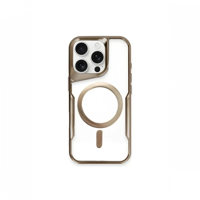 Mey İthalat®   iPhone 15 Pro Max Kılıf Boyi Magsafe Silikon Kapak - Kahverengi