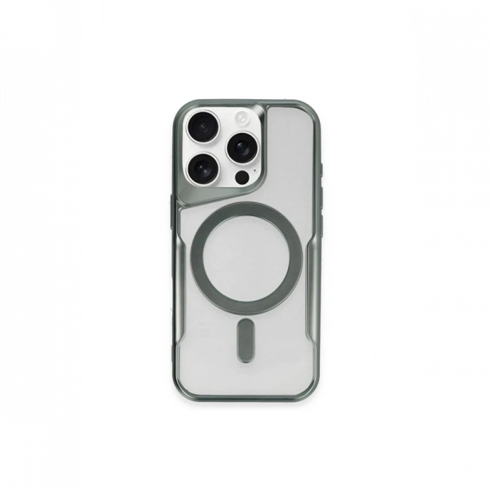Mey İthalat®   iPhone 15 Pro Max Kılıf Boyi Magsafe Silikon Kapak - Yeşil