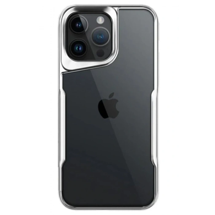 Mey İthalat®   iPhone 15 Pro Max Kılıf Boyi Silikon Kapak - Gümüş