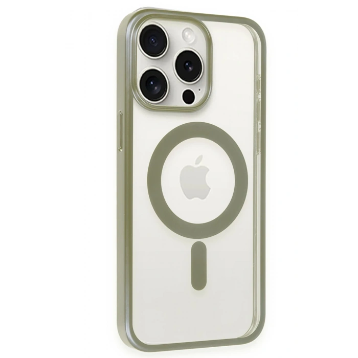 Mey İthalat®   iPhone 15 Pro Max Kılıf Erozi Magsafe Kapak - Gri