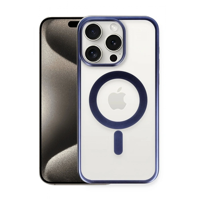Mey İthalat®   iPhone 15 Pro Max Kılıf Erozi Magsafe Kapak - Lacivert