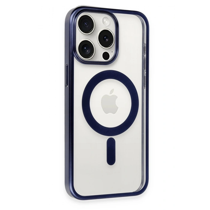 Mey İthalat®   iPhone 15 Pro Max Kılıf Erozi Magsafe Kapak - Lacivert