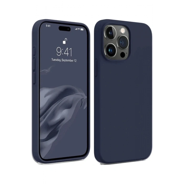 Mey İthalat®   iPhone 15 Pro Max Kılıf First Silikon - Lacivert