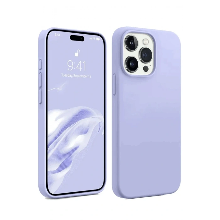Mey İthalat®   iPhone 15 Pro Max Kılıf First Silikon - Lila