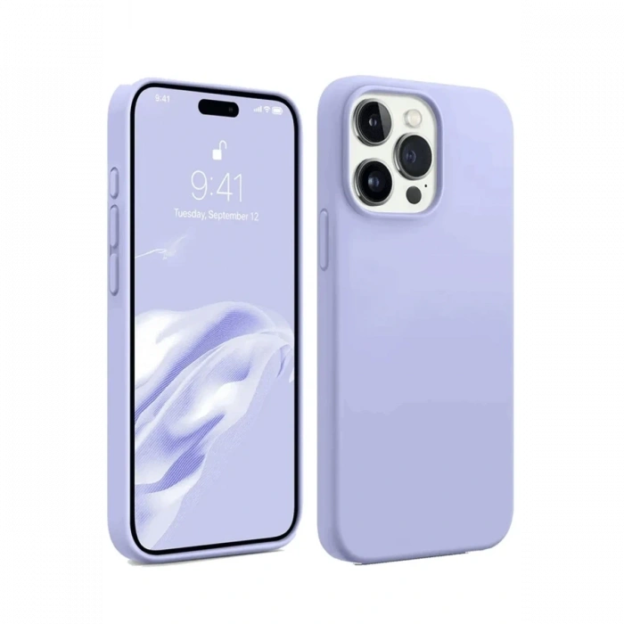 Mey İthalat®   iPhone 15 Pro Max Kılıf First Silikon - Lila