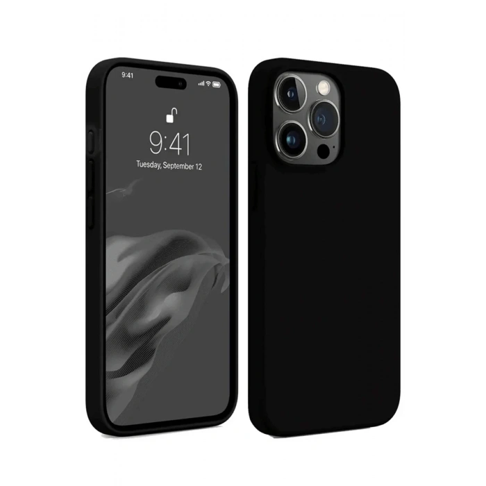Mey İthalat®   iPhone 15 Pro Max Kılıf First Silikon - Siyah