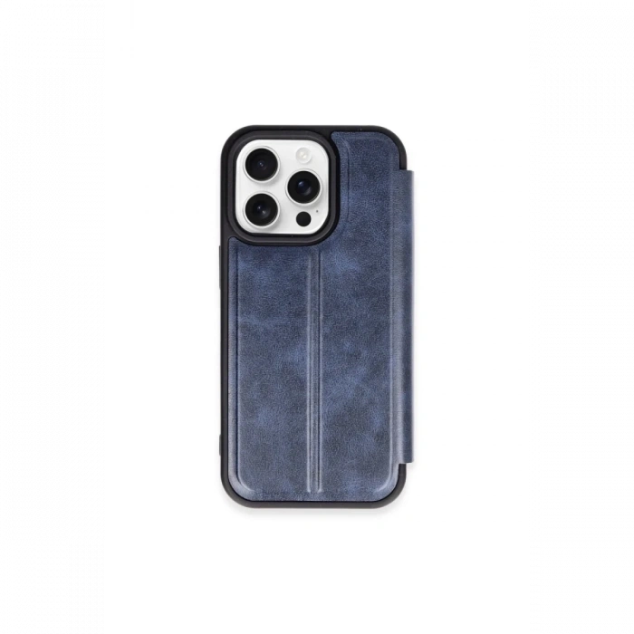 Mey İthalat®   iPhone 15 Pro Max Kılıf Flip Cover - Lacivert
