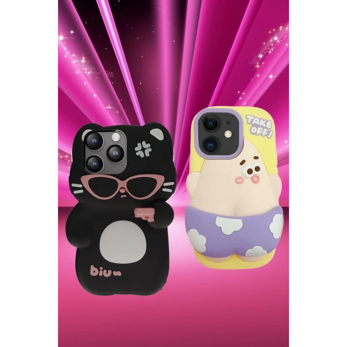 Mey İthalat®   iPhone 15 Pro Max Kılıf Poky Karakter Silikon Kapak - Desen 1