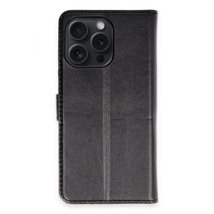 Mey İthalat®   iPhone 15 Pro Max Kılıf Trend S Plus Kapaklı Kılıf - Siyah
