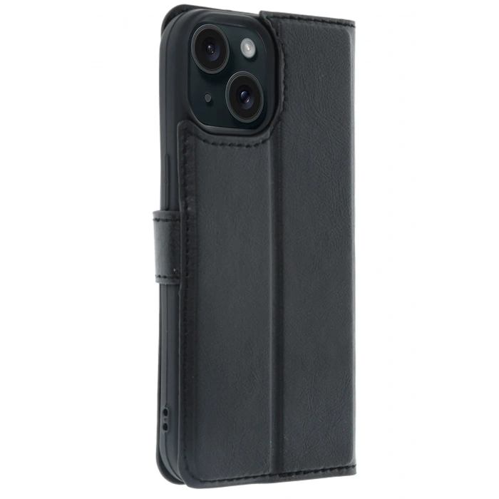 Mey İthalat®   iPhone 15 Trend S Plus Kapaklı Kılıf - Siyah