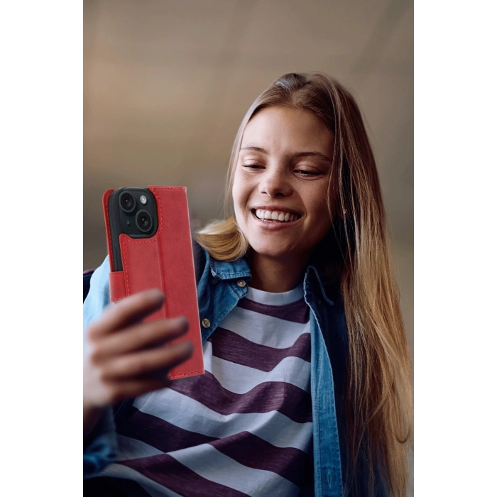 Mey İthalat®   iPhone 15 Trend S Plus Kapaklı Kılıf - Taba
