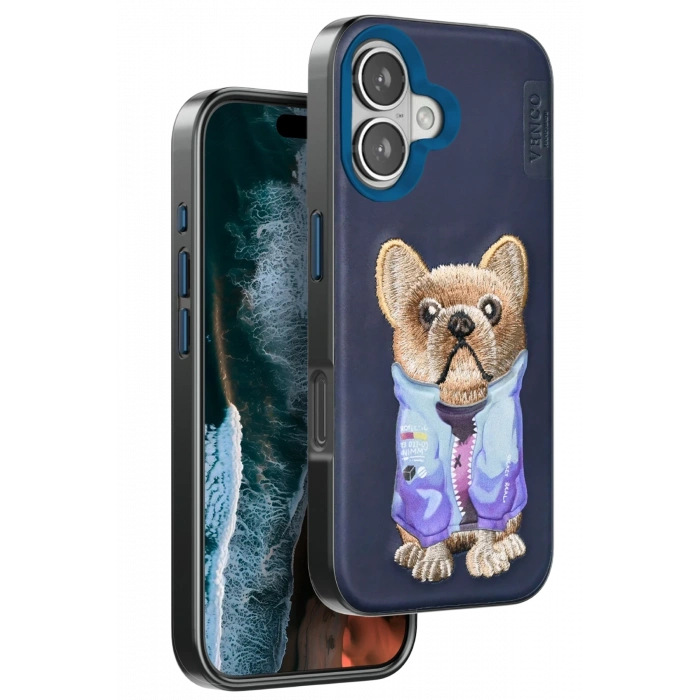 Mey İthalat®   iPhone 16 Cute Desenli Kapak - Lacivert