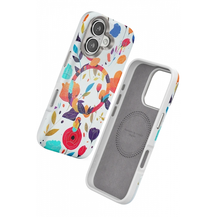 Mey İthalat®   iPhone 16 Flower Series Magsafe Kapak - Beyaz