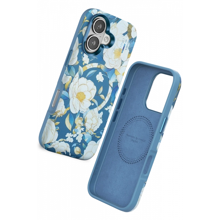 Mey İthalat®   iPhone 16 Flower Series Magsafe Kapak - Mavi
