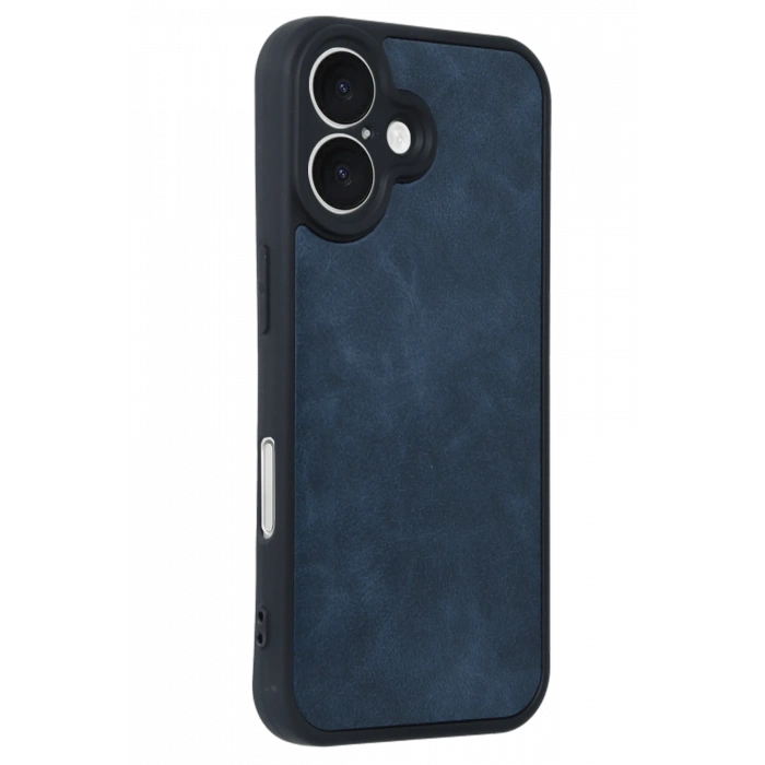 Mey İthalat®   iPhone 16 Kılıf Aras Deri Kapak - Lacivert