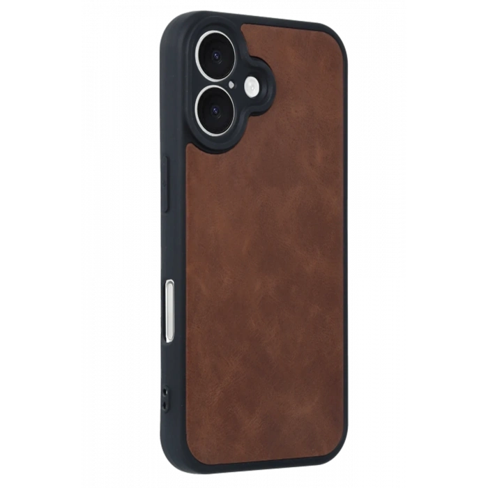 Mey İthalat®   iPhone 16 Kılıf Aras Deri Kapak - Taba
