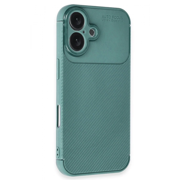 Mey İthalat®   iPhone 16 Kılıf Auto Focus Karbon Kapak - Koyu Yeşil