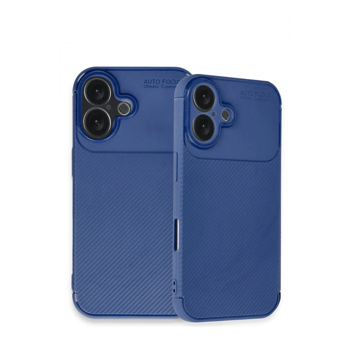 Mey İthalat®   iPhone 16 Kılıf Auto Focus Karbon Kapak - Lacivert