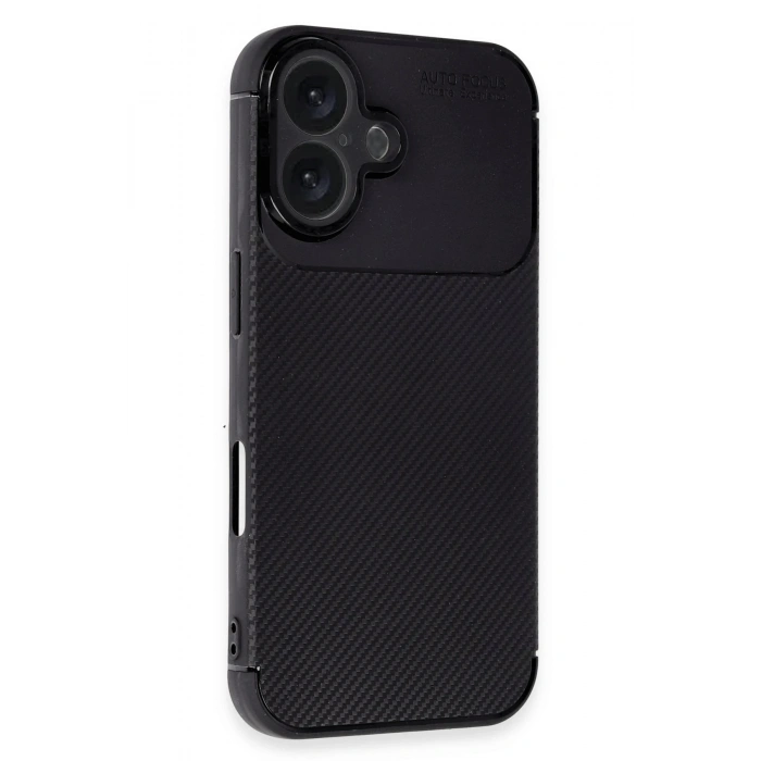 Mey İthalat®   iPhone 16 Kılıf Auto Focus Karbon Kapak - Siyah