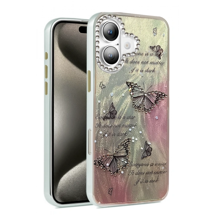 Mey İthalat®   iPhone 16 Kılıf Blade Aynalı Desenli Kapak - Desen 6