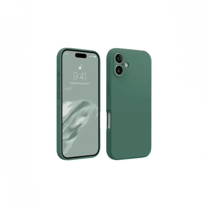 Mey İthalat®   iPhone 16 Kılıf First Silikon - Koyu Yeşil