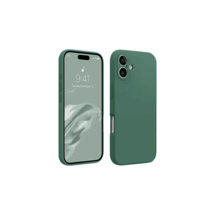 Mey İthalat®   iPhone 16 Kılıf First Silikon - Koyu Yeşil