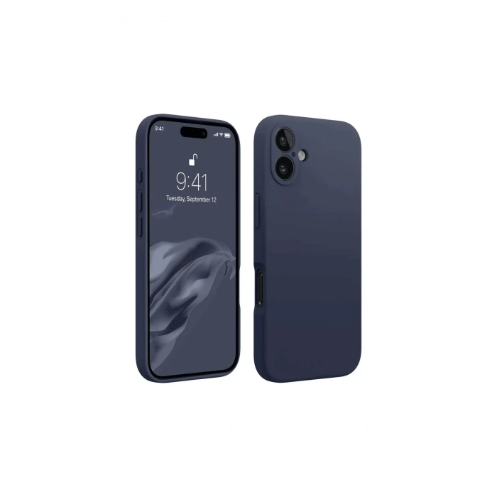 Mey İthalat®   iPhone 16 Kılıf First Silikon - Lacivert