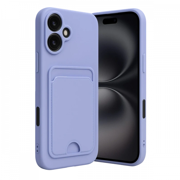 Mey İthalat®   iPhone 16 Kılıf Kelvin Kartvizitli Silikon - Lila